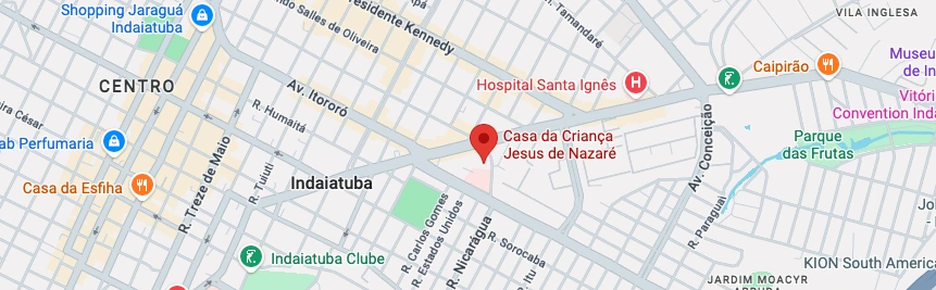 Mapa com a localização da Casa da Criança Jesus de Nazaré em Indaiatuba